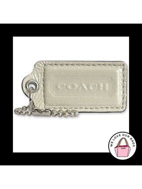 COACH HANG TAG 2.5" Bag Charm Keychain Fob New York Chalk White Patent Leather